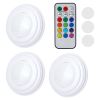3Pcs RGB Cabinet Lights Remote Control Under Closet Stick On Lamp Multi Color LED Light Light w/ 4/8Hrs Timer