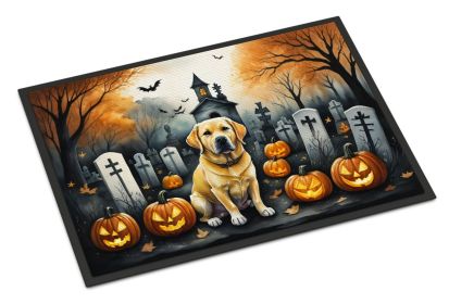 NEW Yellow Labrador Retriever Spooky Halloween Doormat Front Door Mat Indoor Outdoor Rugs for Entryway, Non Slip Washable Low Pile, 18H X 27W