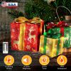 Set of 3 Christmas Lighted Gift Boxes Xmas Present Ornament 50 LED Christmas Box Decorations with Ribbon Bows IP44 Waterproof Battery Powered for Indo
